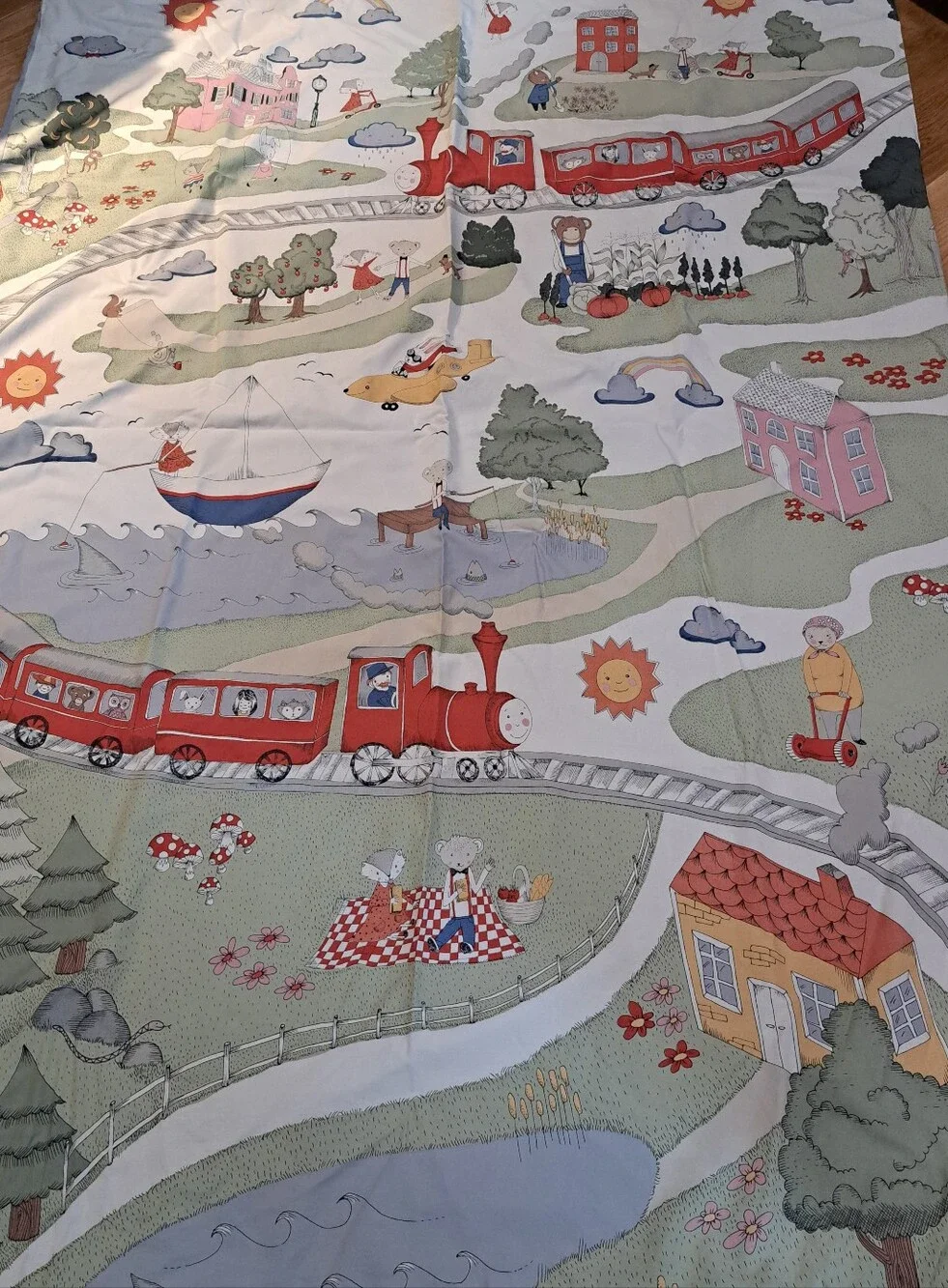IKEA UtelekTwin Duvet Cover Trains Planes Animals Sun/Rain Whimsical